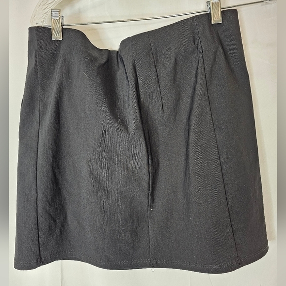 TOPSHOP black size 10 A-line miniskirt with slit and tie NWT - Picture 3 of 4